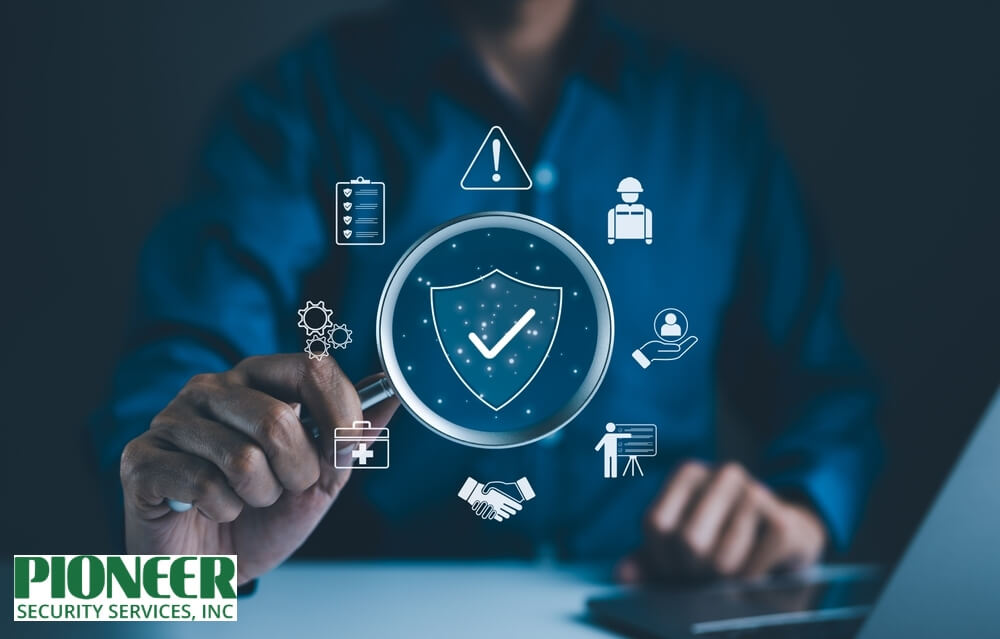Abstract digital shield icon protecting flowing data lines, symbolizing industry compliance, data security, and regulatory protection.