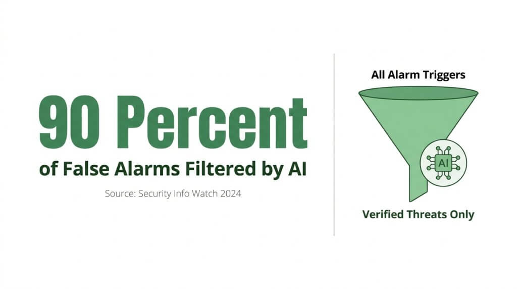 infographic of ai false alaram filtering 90 percent statistic