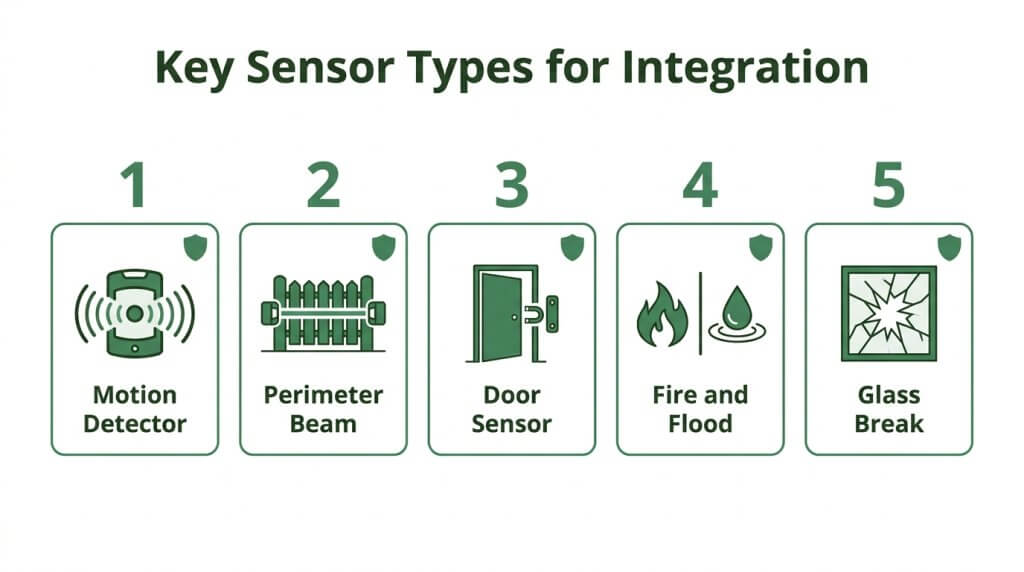 infographic of alarm sensor types live video integration
